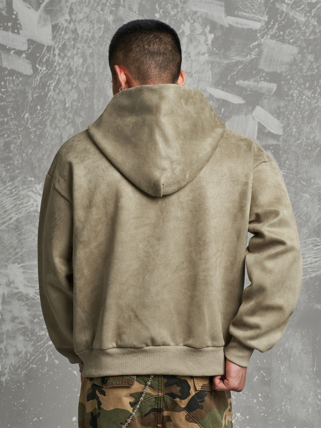 F3F Select Gothic Logo Embroidery Suede Hoodie