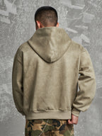 F3F Select Gothic Logo Embroidery Suede Hoodie