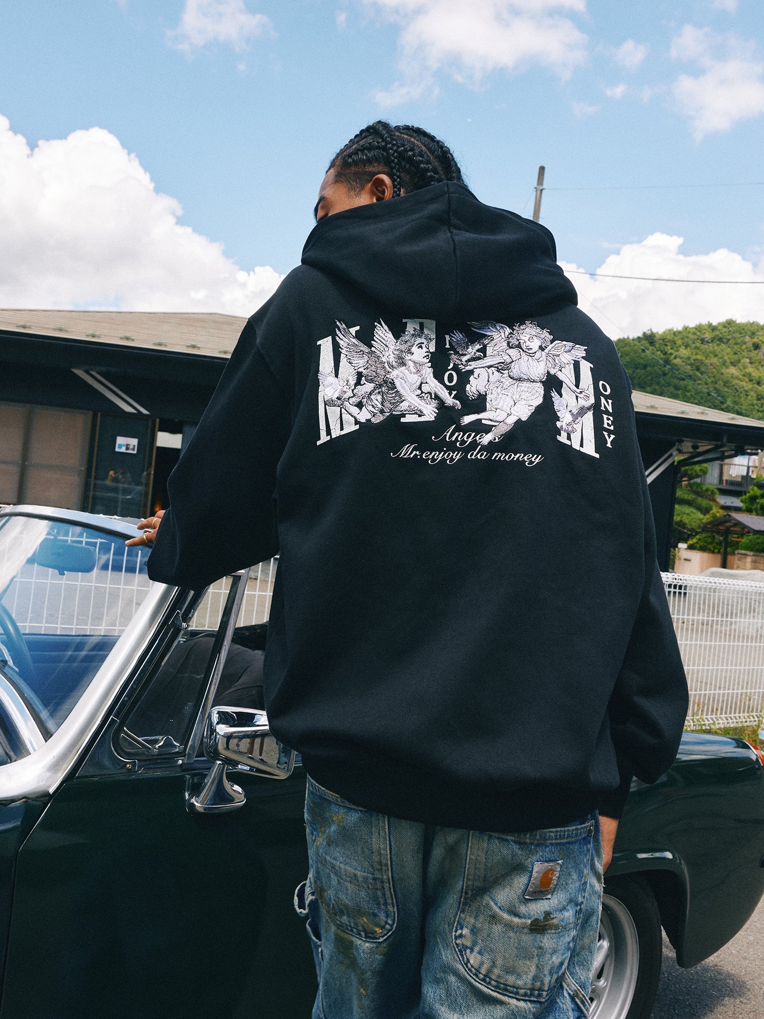 MEDM 3D Embroidered Angel Dove Zip Up Hoodie