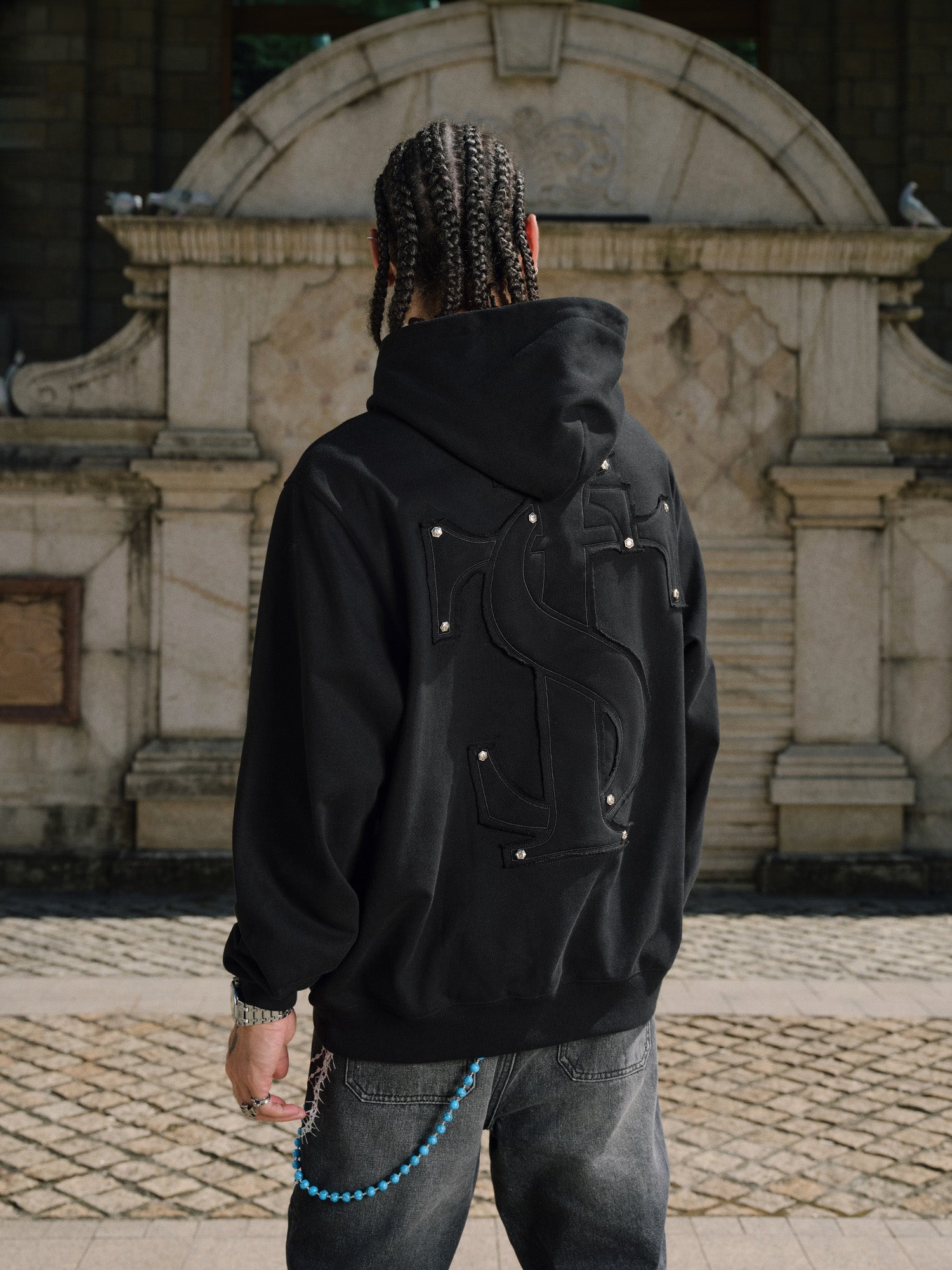 Small Town Kid Studded Logo Patch Hoodie