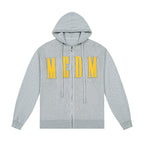 MEDM Basic Embroidered Logo Zip Up Knit Hoodie