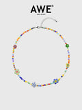 AWE Glazed Flower Beaded Necklace