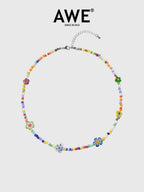 AWE Glazed Flower Beaded Necklace