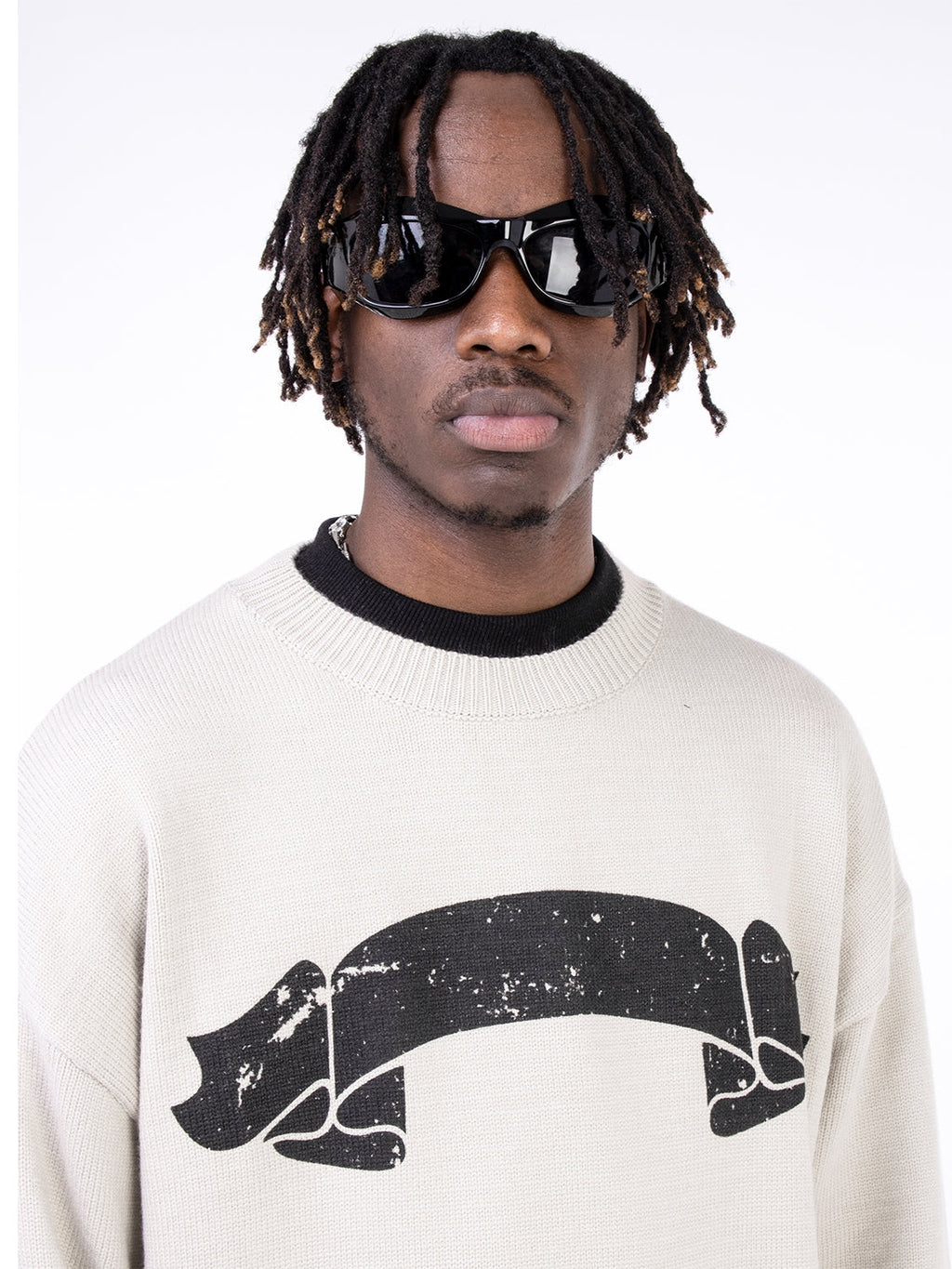 F3F Select Print Destruction Ripped Knit Sweater