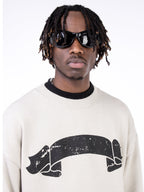 F3F Select Print Destruction Ripped Knit Sweater