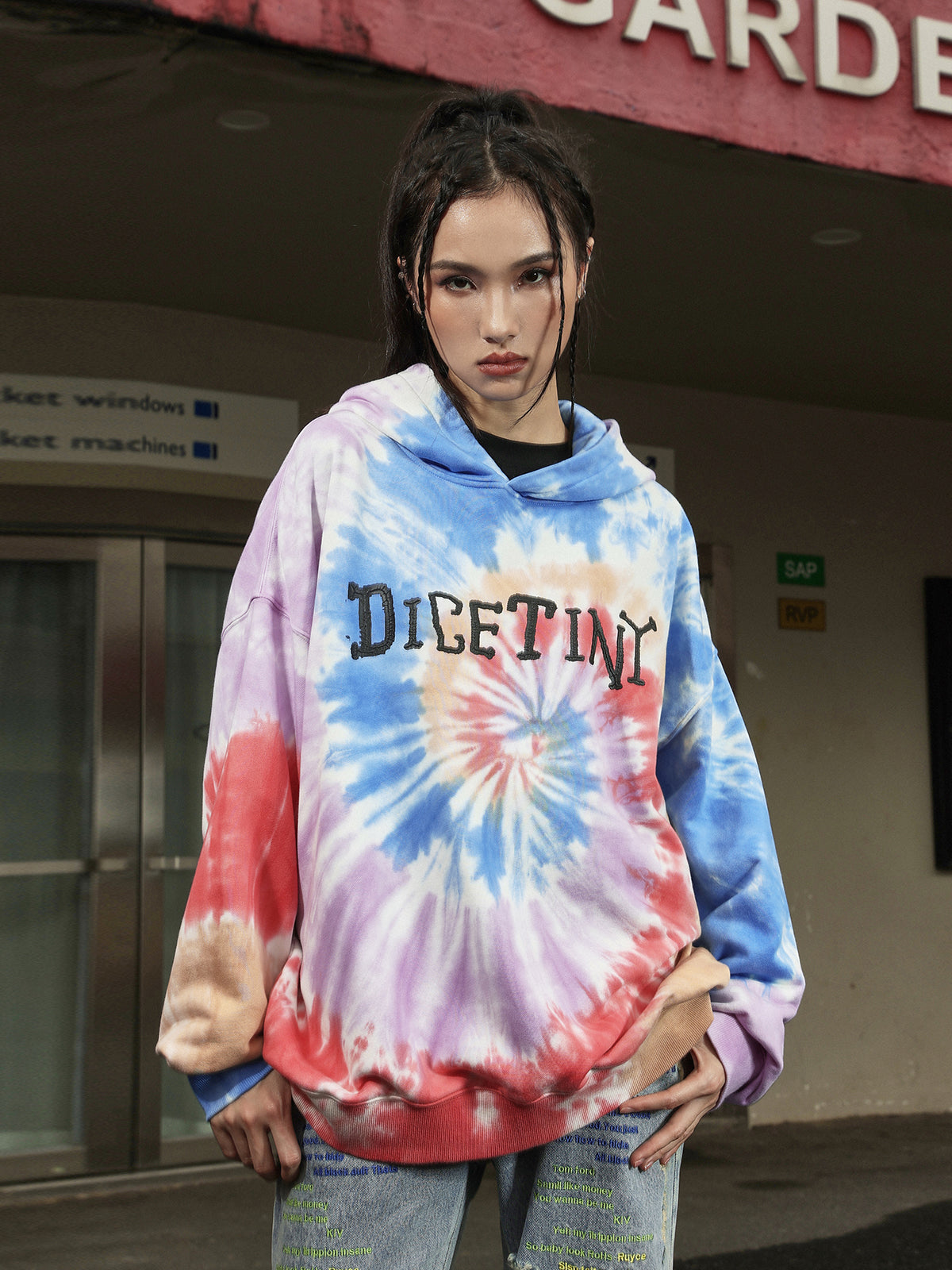 DICETINY Tie Dye Swirl Bone Print Hoodie