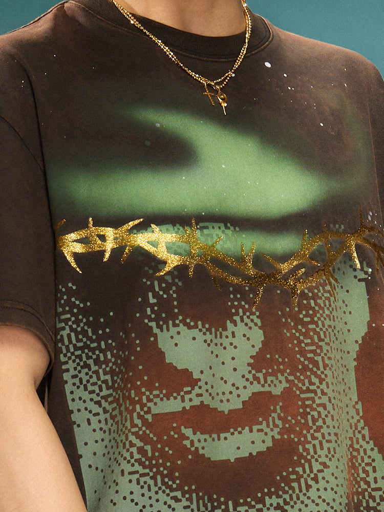 YADcrew “Northern Lights” Digital Printed Washed Spray Tee