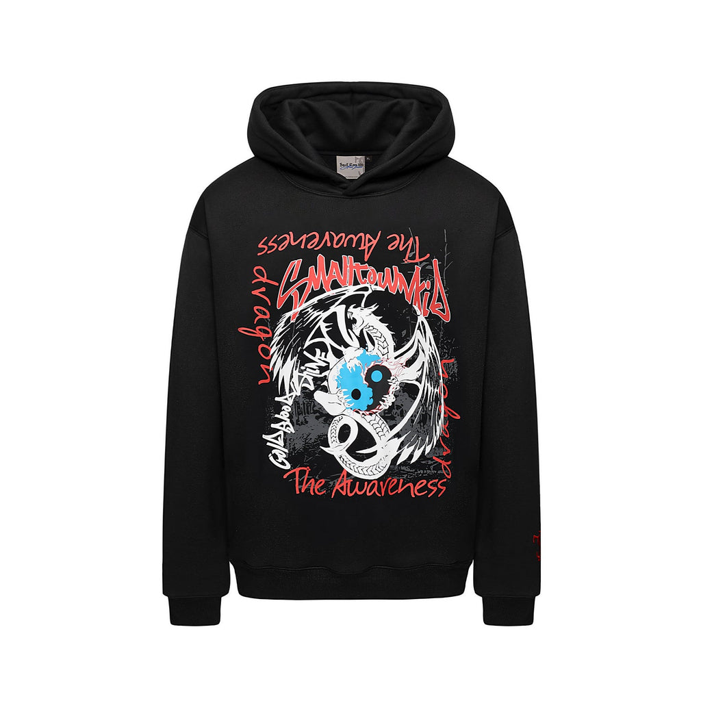 Small Town Kid Dragon Print Hoodie