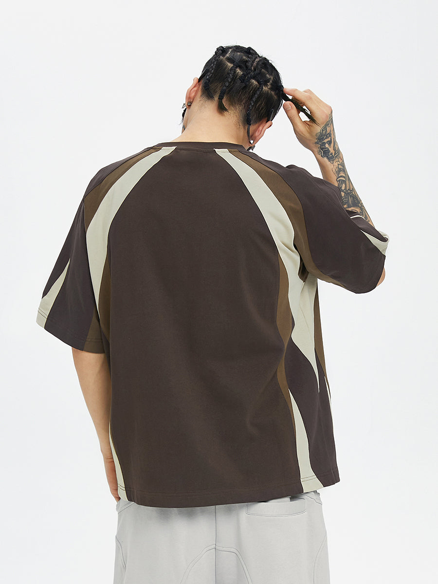 F2CE Deconstruction Stitching Contrast Color Printing Jersey Tee