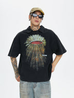 F2CE Washed Distressed Printing Polo Shirt