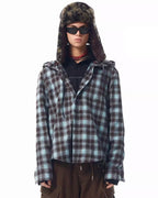 JHYQ Casual Basic Plaid Hooded Long Sleeved Shirt