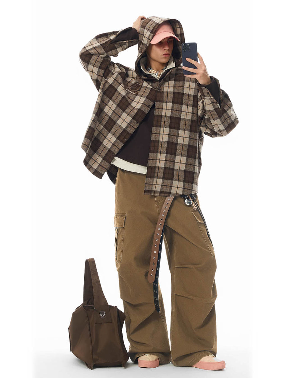 JHYQ Work Plaid Embroidery Hooded Shirt Jacket