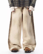 JHYQ Old Dirty Dyed White Baggy Jeans