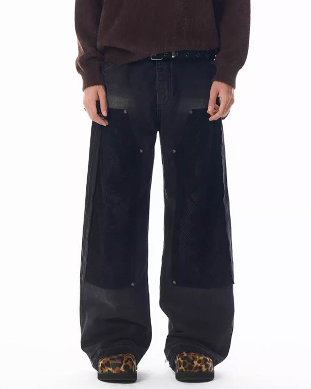 JHYQ Mesh Stitching Double Knee Jeans