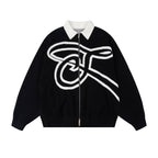S45 Handwritten S Letter Zip Up Knit Cardigan