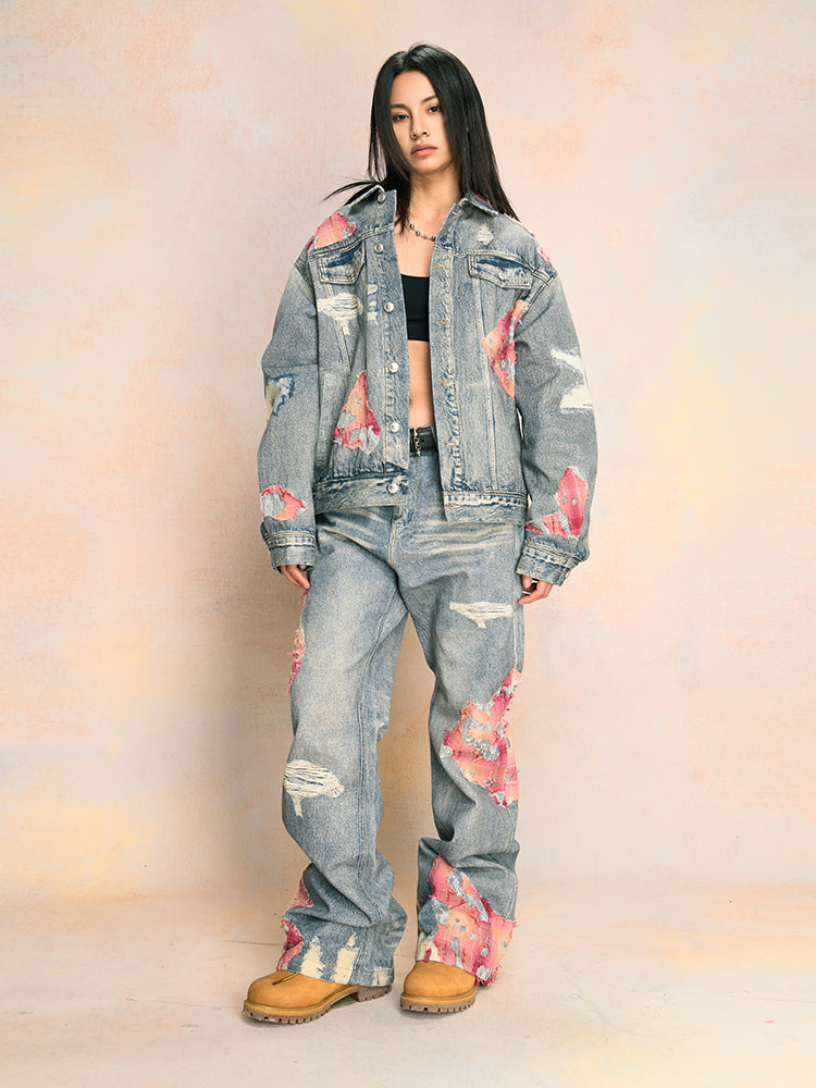 YADcrew Evening Lace Print Denim Jeans