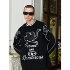 YADcrew Ostrich Foam Printed Sweatshirts