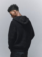 ANTIDOTE Washed Destruction Zip Up Knit Hoodie