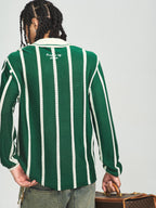 STEEPC Striped Knit GOAT Long Sleeve V-Neck Polo Jersey