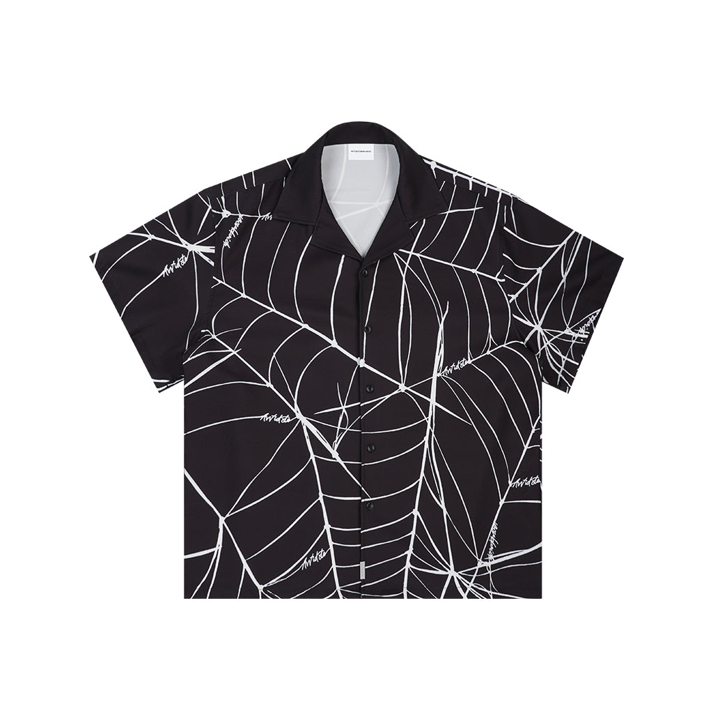 ANTIDOTE Spider Web Print Short Sleeved Shirt