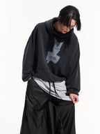 BLIND NO PLAN Patterned Printed Washed Hoodie