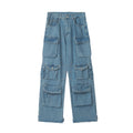 F3F Select Multi Pocket Washed Denim Cargo Pants