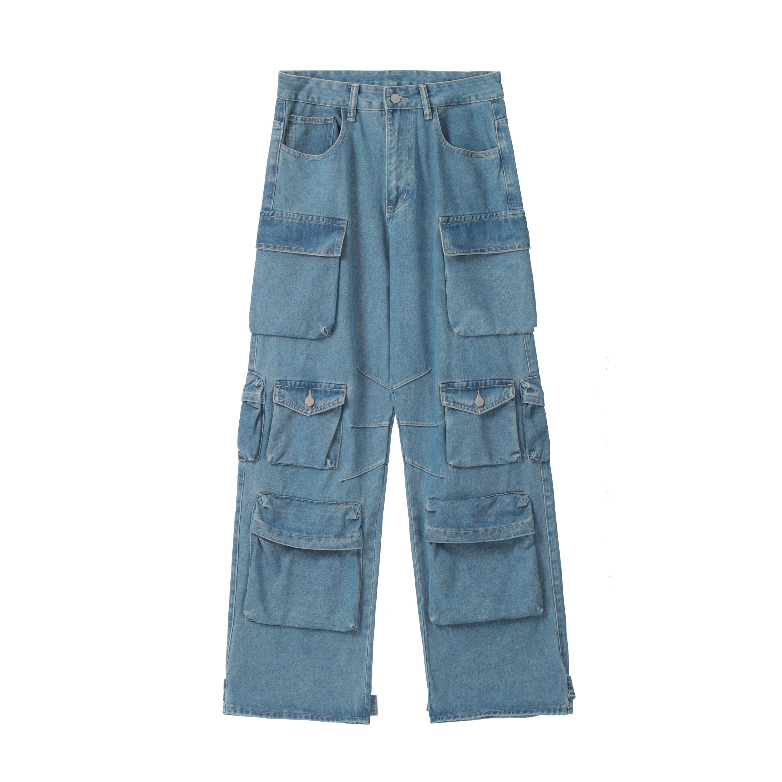 F3F Select Multi Pocket Washed Denim Cargo Pants