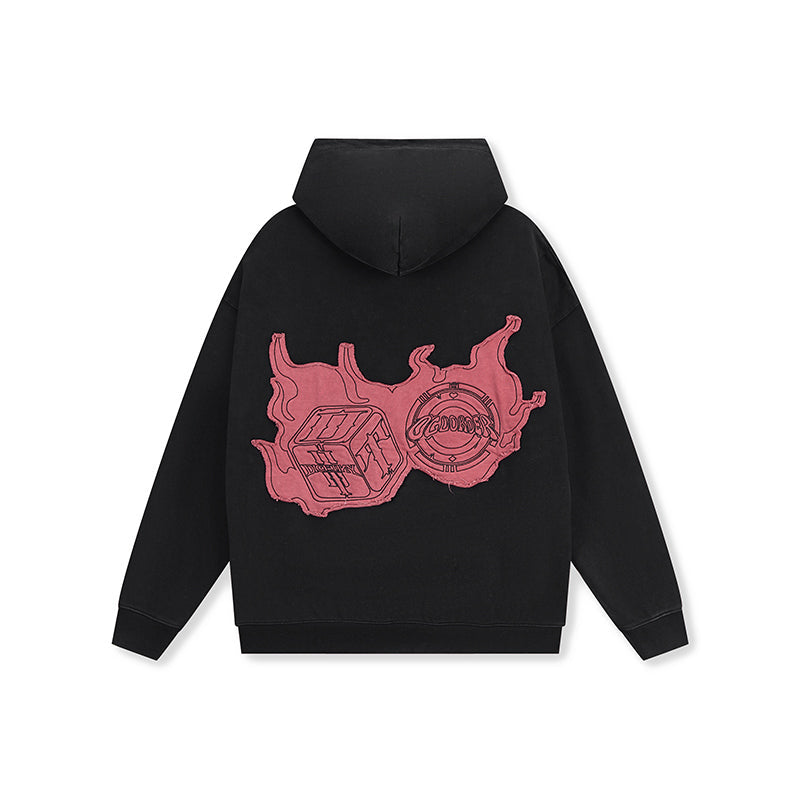 DICETINY x OLD ORDER Flame Dice Patch Hoodie