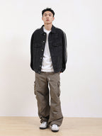 F3F Select Three Bar Striped Washed Denim Jacket