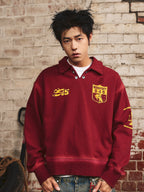 S45 Vintage Lapel Patch Polo Sweatshirt