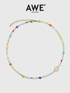 AWE Colorful Beads Pearl Flower Necklace