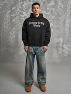 F3F Select Gothic Logo Embroidery Suede Hoodie