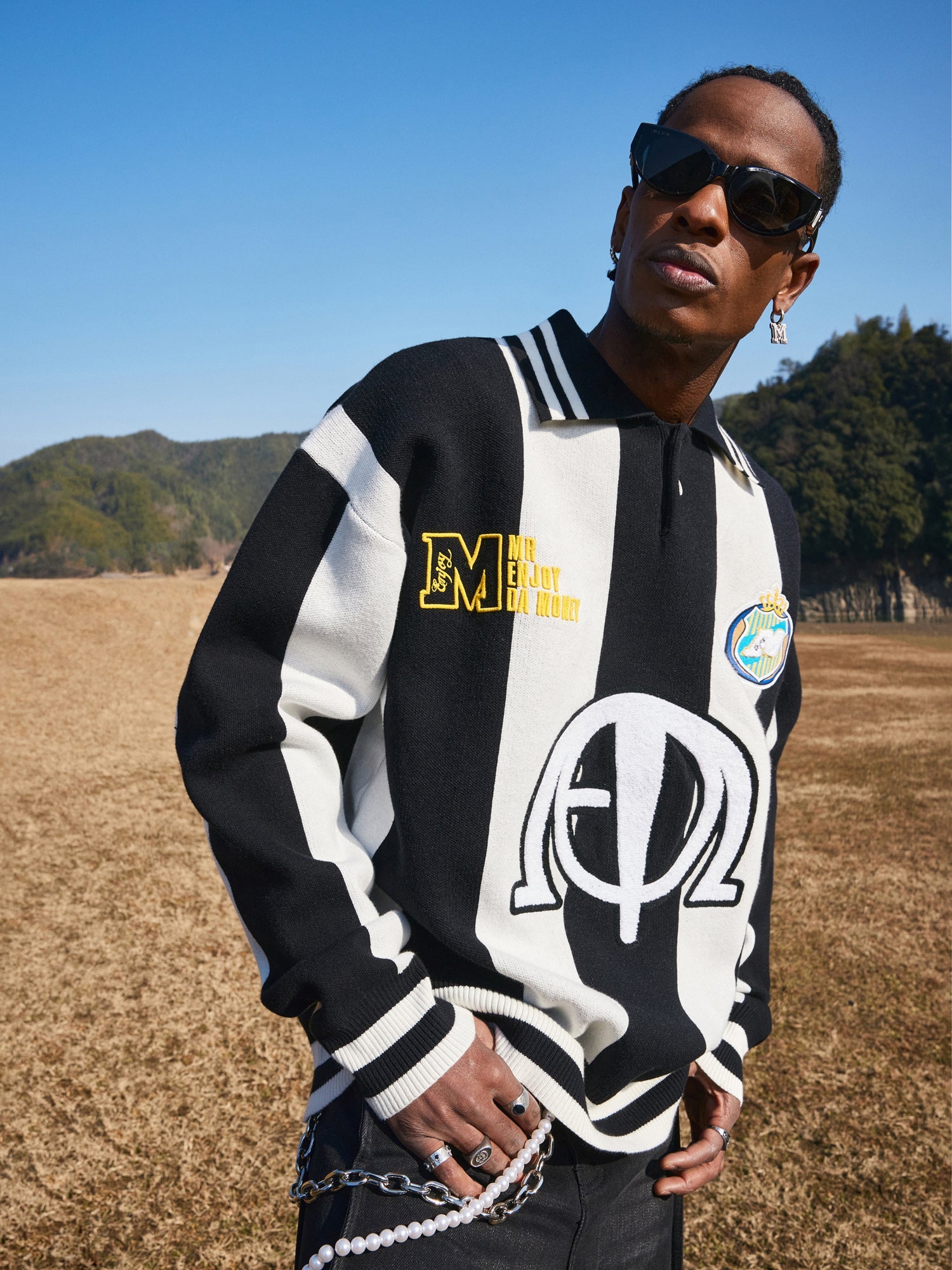 MEDM Polo Collar Embroidered Knit Sweater