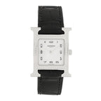 Stainless Steel Alligator Diamond Bezel Mother of Pearl 21mm Heure H Hour Quartz Watch Noir