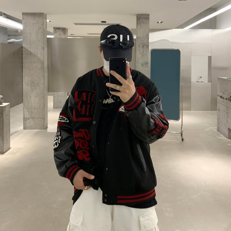 F3F Select Skeleton Skull Embroidered Varsity Jacket