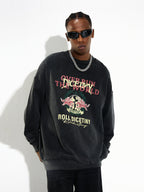 DICETINY Spoof Logo Print Washed Sweatshirt