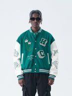 Harsh and Cruel Cross Angel Embroidered Varsity Jacket