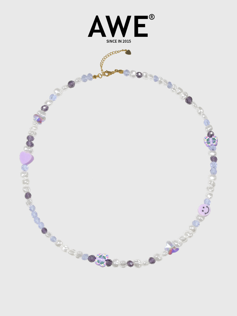 AWE Purple Crystal Beaded Necklace