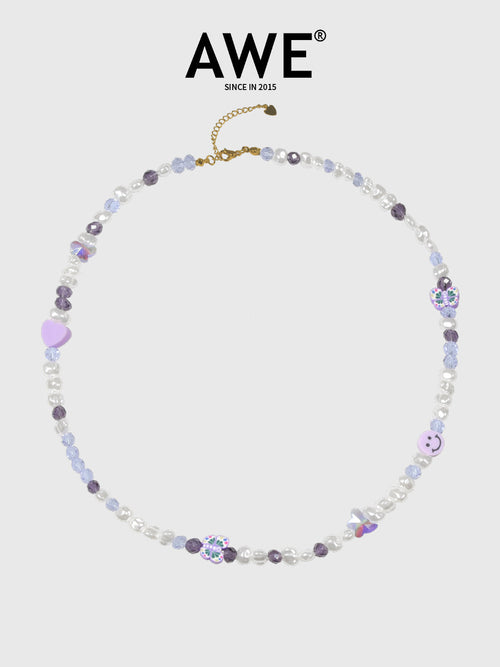 AWE Purple Crystal Beaded Necklace