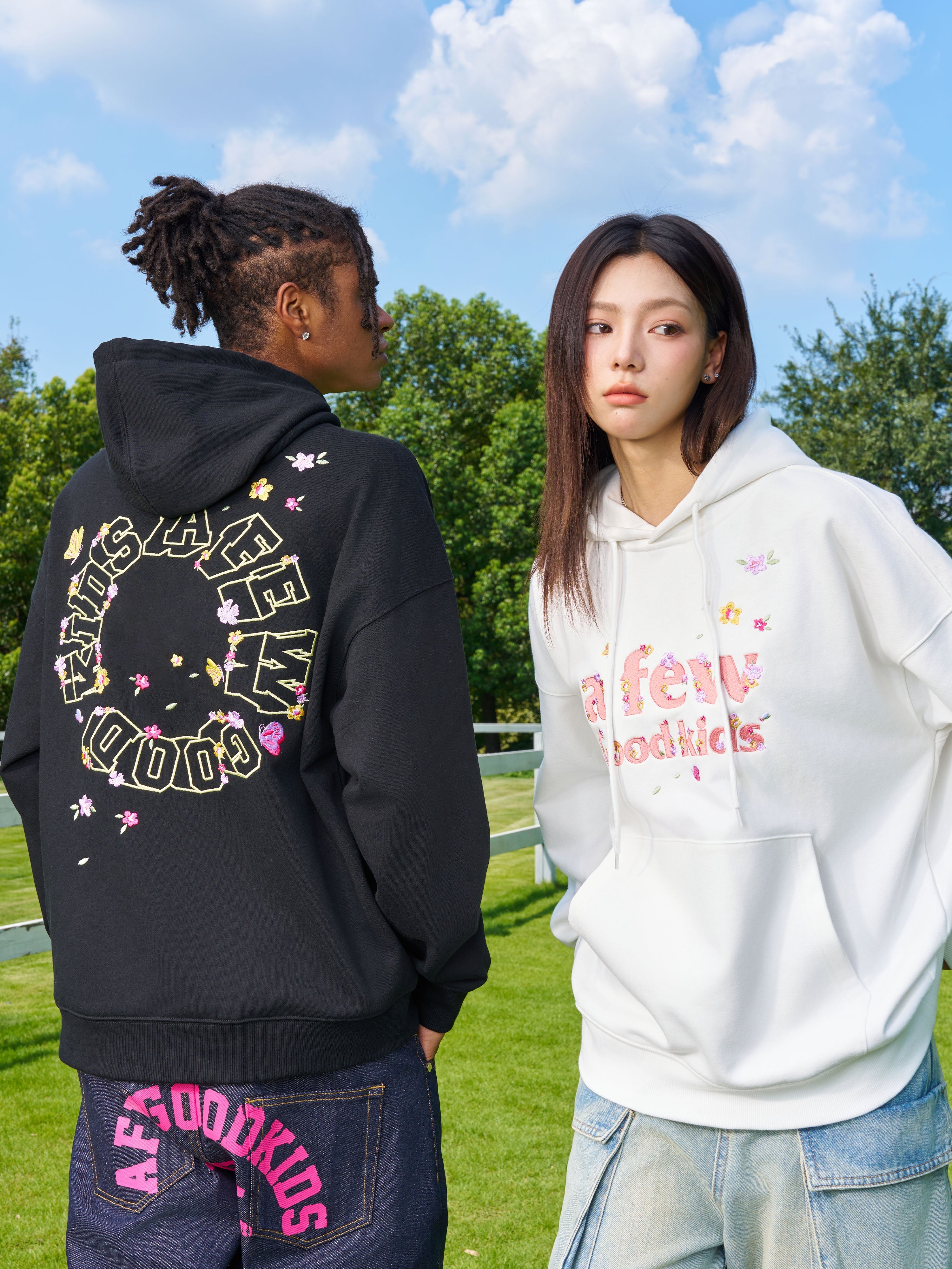 AFGK Butterfly Flower Flying Embroidery Hoodie