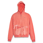 STEEPC Washed Aged Red Raglan Zip Up Hoodie