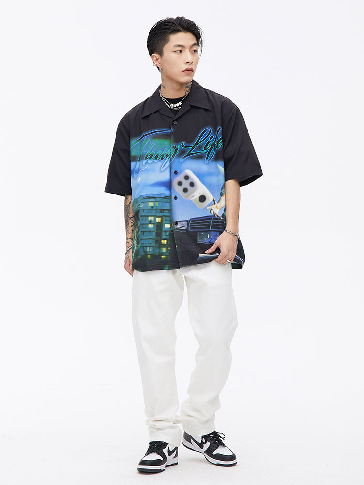 Thug Life Print Short Sleeved Shirt