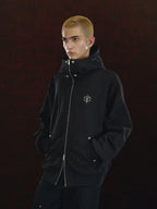 DICETINY Metal Logo & Studs Sword Printed Zip Up Hoodie