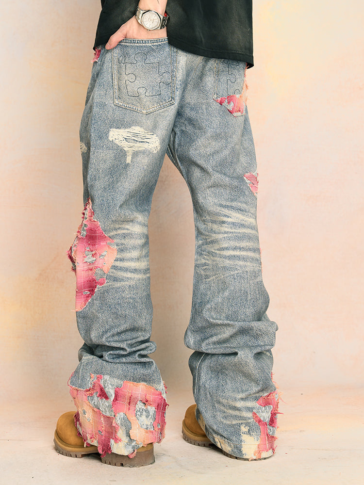 YADcrew Evening Lace Print Denim Jeans