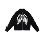 S45 Skeleton Mesh Zip Up Knit Cardigan