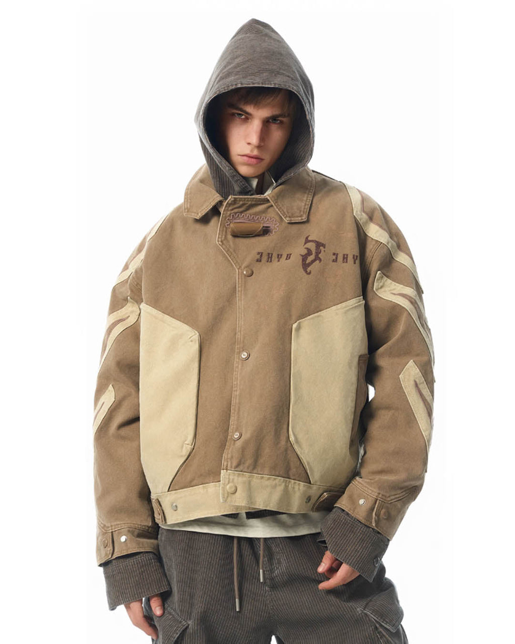 JHYQ Contrast Color Stitching Canvas Work Jacket