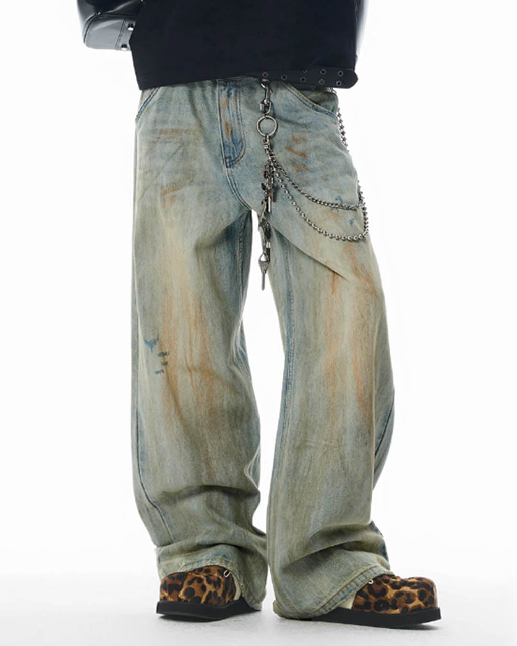 JHYQ Vintage Dirty Dyed Washed Baggy Jeans