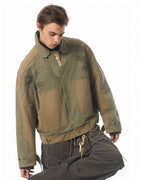 JHYQ Contrast Color Stitching Printed Canvas Work Jacket