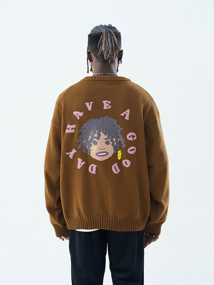 Harsh and Cruel Hand-Painted Kids Circular 3D LOGO Knit Sweater