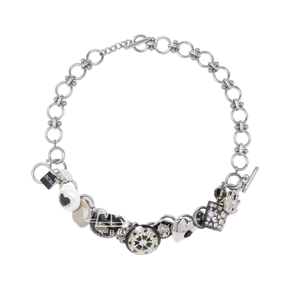 Nbostore Love Heart Diamond Texture Black Necklace